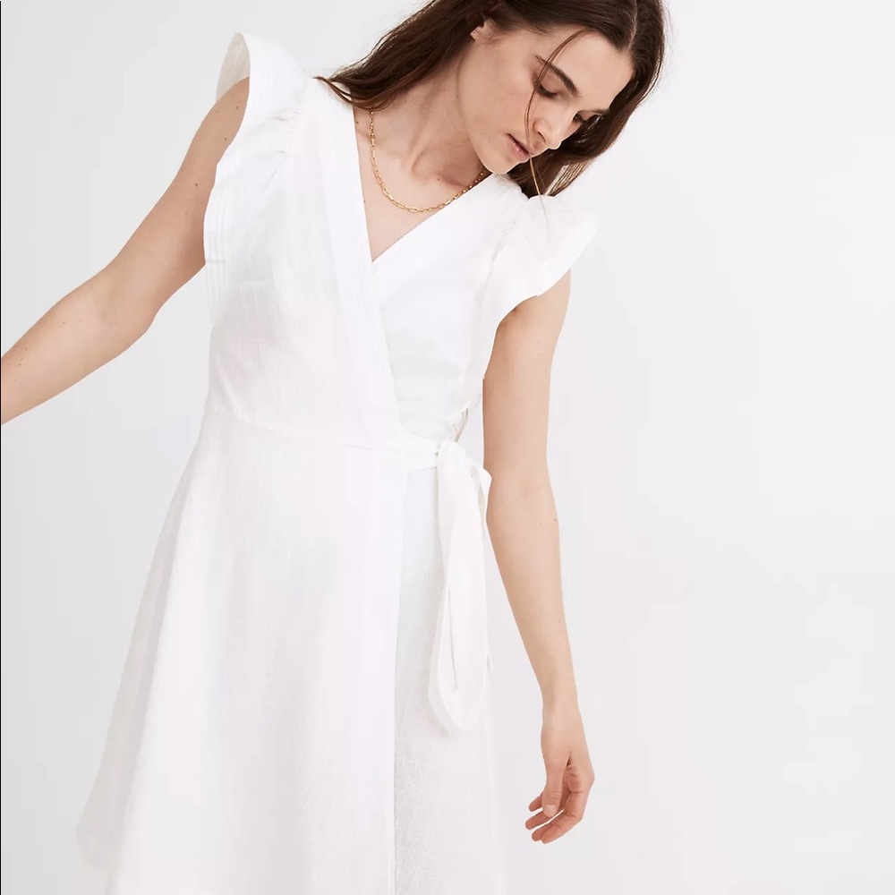 NWT Madewell Ruffle Sleeve Wrap Minidress Sz L
